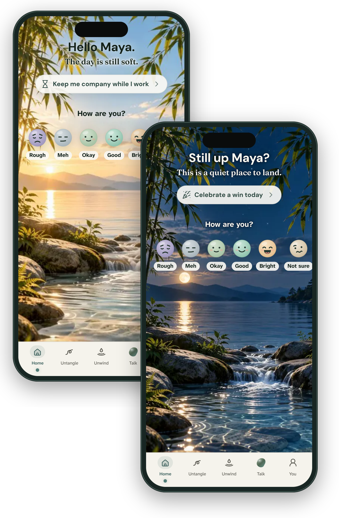 SpectrumThrive app preview showing day and night home screens